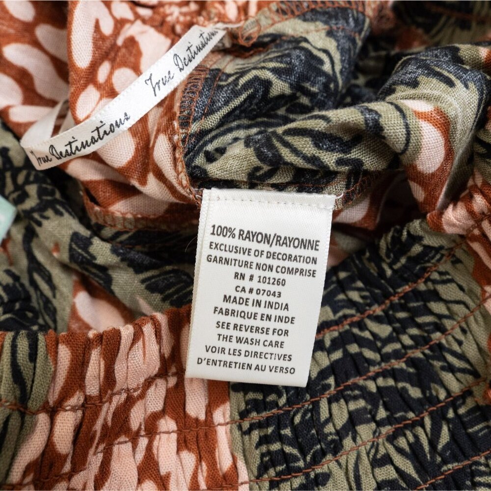 True Destinations Flare Pants Beach Coverup Wide Leg Tropical Palm Trees Small - Picture 10 of 11